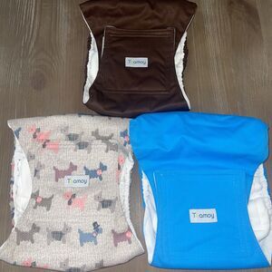 Teamoy Reusable Wrap Diapers for Male Dogs, Washable Puppy Belly Band Pack of 3